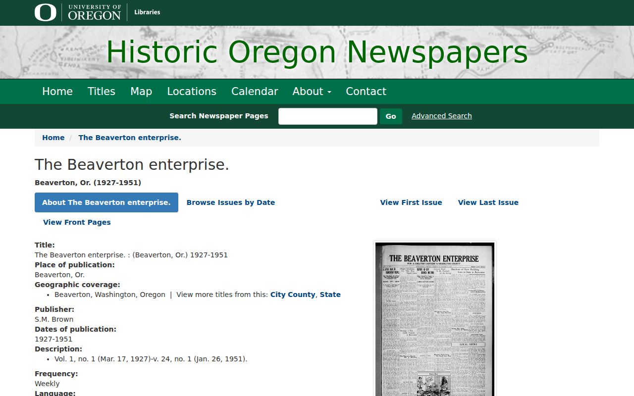 Beaverton city directory companion research in the Beaverton Enterprise newspaper archive