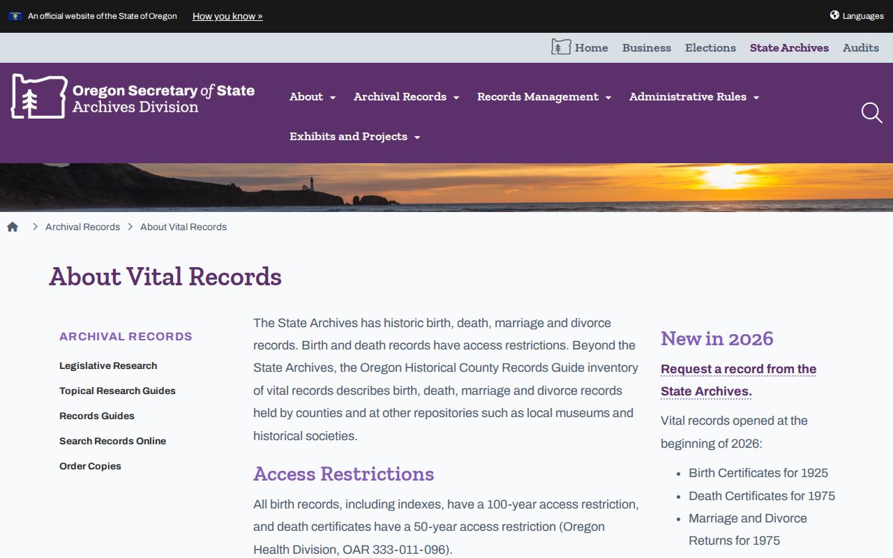 Beaverton residents directory Oregon State Archives vital records guide