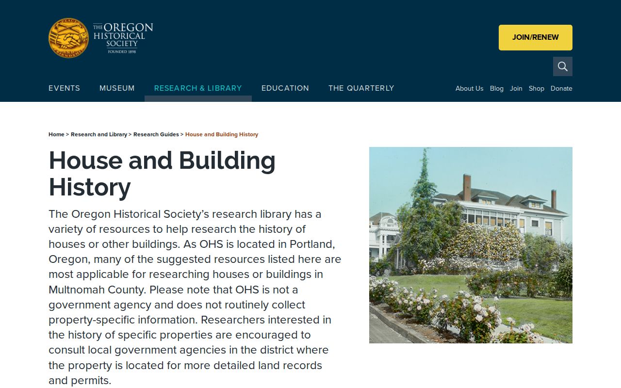 Beaverton previous residents research at the Oregon Historical Society house history guide
