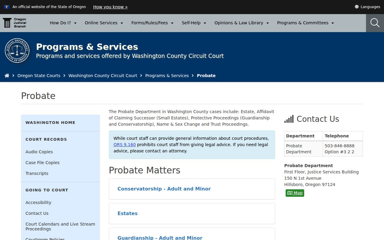 Beaverton resident lookup Washington County probate records information
